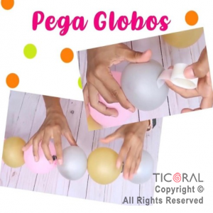 PEGA GLOBOS 12 MM X 100 BOTONES ADHESIVOS (10 ROLLOS X PACK)